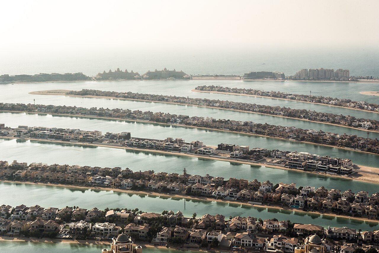 Жилые острова Palm Jumeirah, вид со смотровой The View